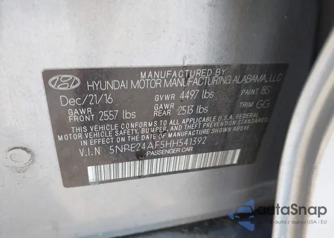 2017 Hyundai Sonata из США, поврежденный, VIN 5NPE24AF5HH541392